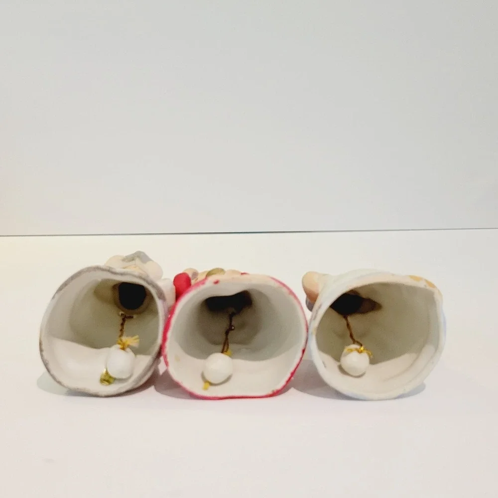 Jasco 1978 Merri-Bells Fine Bisque Porcelain Figurine Bells Vintage Set of 3